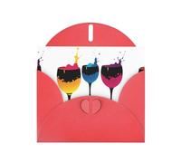WHJSHOP Biglietto di auguri rosso con stampa a calice nebbia, perfetto per San Valentino, anniversario di matrimonio e inviti per feste