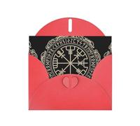 WHJSHOP Biglietto di auguri rosso dal design magico con rune norrene, 10,2 x 15,2 cm, per Natale, compleanni dei bambini, San Valentino, anniversari di matrimonio e inviti per feste