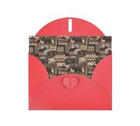 WHJSHOP Biglietto di auguri rosso rustico Lodge Bear Pattern 10,2 x 15,2 cm per Natale, compleanni dei bambini, San Valentino, anniversari di matrimonio e inviti per feste