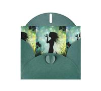 WHJSHOP Biglietto di auguri verde scuro animato sirena baciare pesce modello 10,2 x 15,2 cm per Natale, compleanni dei bambini, San Valentino, anniversari di matrimonio e inviti per feste