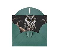 WHJSHOP Biglietto di auguri verde scuro con motivo gufo tarda notte, 10,2 x 15,2 cm, per Natale, compleanni dei bambini, San Valentino, anniversari di matrimonio e inviti per feste