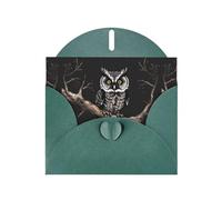 WHJSHOP Biglietto di auguri verde scuro con motivo gufo tarda notte, 10,2 x 15,2 cm, per Natale, compleanni dei bambini, San Valentino, anniversari di matrimonio e inviti per feste