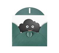 WHJSHOP Biglietto di auguri verde scuro con nuvole nere sorridenti, perfetto per San Valentino, anniversario di matrimonio e inviti per feste