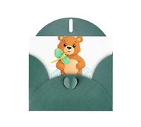 WHJSHOP Biglietto di auguri verde scuro con orsetto nella borsa a rete, perfetto per San Valentino, anniversario di matrimonio e inviti per feste