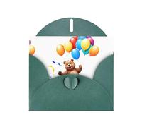 WHJSHOP Biglietto di auguri verde scuro con orso che insegue palloncini stampa perfetto per San Valentino, anniversario di matrimonio e inviti per feste