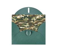 WHJSHOP - Biglietto di auguri verde scuro con stampa mimetica e bosco, carta perlescente di alta qualità su entrambi i lati, effetto perlato, con fibbia d'amore