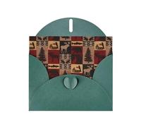 WHJSHOP Biglietto di auguri verde scuro Lodge Bear Deer Fish Pattern 10,2 x 15,2 cm per Natale, compleanni dei bambini, San Valentino, anniversari di matrimonio e inviti per feste