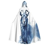 WHJSHOP Blue Goat Print Print - Mantello con cappuccio per adulti, per Halloween, giochi di ruolo e feste in costume