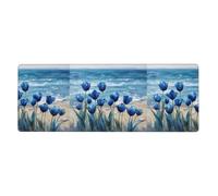 WHJSHOP Blue Tulips by The Sea Prints, tappetino per mouse extra large, per computer e ufficio, tastiera da gioco antiscivolo, versione ispessita, 30,5 x 80 cm