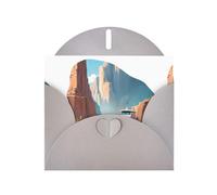 WHJSHOP Boat in the canyon Prints, biglietto di auguri con carta perlescente di alta qualità, effetto perlato su entrambi i lati, busta in carta perlata con fibbia d'amore