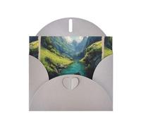 WHJSHOP Boats in the Valley Prints, biglietto di auguri con carta perlata di alta qualità, effetto perlato su entrambi i lati, busta in carta perlata con fibbia d'amore