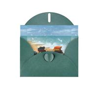 WHJSHOP Books by the Sea Prints, biglietto di auguri in carta perlata di alta qualità, effetto perlato su entrambi i lati, busta in carta perlata con fibbia d'amore