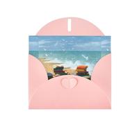 WHJSHOP Books by the Sea Prints, biglietto di auguri in carta perlata di alta qualità, effetto perlato su entrambi i lati, busta in carta perlata con fibbia d'amore