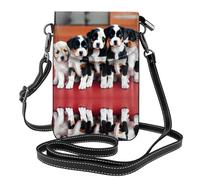 WHJSHOP Borsa a tracolla del telefono di vibrazione della borsa a tracolla delle piccole donne del cuoio dell'immagine del cane dei cuccioli, impermeabile e durevole