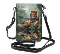 WHJSHOP Borsa a tracolla del telefono di vibrazione della piccola donna di cuoio dell'immagine della tigre, impermeabile e durevole