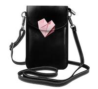 WHJSHOP Borsa a tracolla del telefono di vibrazione della tracolla delle piccole donne di cuoio dell'immagine del cuore di origami di divertimento, impermeabile e