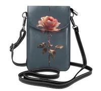 WHJSHOP Borsa a tracolla del telefono di vibrazione delle piccole donne del cuoio dell'immagine delle rose di Twilight, impermeabile e durevole