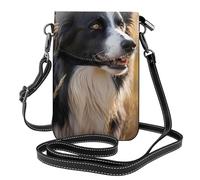 WHJSHOP Borsa a tracolla del telefono di vibrazione delle piccole donne di cuoio dell'immagine del Border Collie, impermeabile e durevole