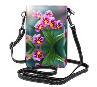WHJSHOP Borsa a tracolla del telefono di vibrazione delle piccole donne di cuoio dell'immagine floreale dei fiori della pianta, impermeabile e durevole