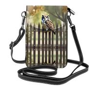 WHJSHOP Borsa a tracolla per telefono a tracolla da donna in pelle con immagine di recinto dell'albero del gufo, impermeabile e durevole