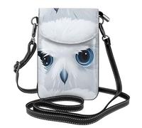 WHJSHOP Borsa a tracolla per telefono da donna in pelle con immagine di occhi di gufo innevato, impermeabile e durevole