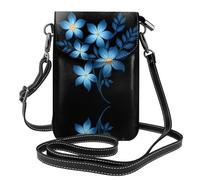 WHJSHOP Borsa blu incandescente del telefono di vibrazione di vibrazione della tracolla delle piccole donne di cuoio dell'immagine del fiore di cinque petali, impermeabile e durevole