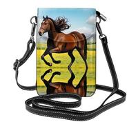 WHJSHOP Borsa di cuoio di vibrazione della borsa a tracolla del telefono di vibrazione delle piccole donne di cuoio dell'immagine del cavallo di marrone, impermeabile e