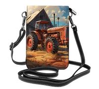 WHJSHOP Borsa rossa del telefono di vibrazione di vibrazione della borsa a tracolla delle piccole donne di cuoio dell'immagine del trattore dell'azienda agricola, impermeabile