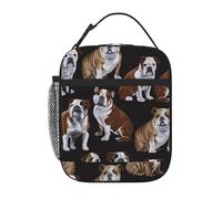 WHJSHOP Borsa termica portatile per il pranzo con stampa di bulldogs inglesi, adatta per studenti al lavoro e in viaggio