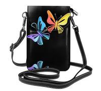 WHJSHOP Borsa variopinta del telefono di vibrazione della tracolla delle piccole donne di cuoio dell'immagine della farfalla della graffetta della graffetta, impermeabile