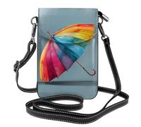 WHJSHOP Borsa variopinta del telefono di vibrazione di vibrazione della piccola donna del cuoio dell'immagine degli ombrelli, impermeabile e durevole