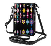 WHJSHOP Borsa variopinta del telefono di vibrazione di vibrazione di vibrazione delle piccole donne di cuoio dell'immagine dell'orologio del fumetto, impermeabile e