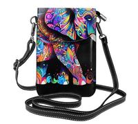 WHJSHOP Borsa variopinta del telefono di vibrazione di vibrazione di vibrazione delle piccole donne di cuoio dell'immagine dell'elefante, impermeabile e