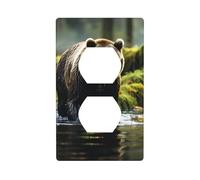 WHJSHOP Brown Bear Pounce Prints, pannello di copertura per presa elettrica a doppia presa, resistente agli urti e durevole, 11,4 x 7 cm