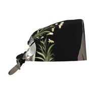 WHJSHOP Bulldog francese che raccoglie fiori per la pulizia delle immagini, cappello da chef per donne e uomini, per chirurgia e infermieristica, nero