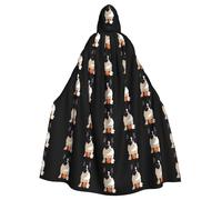 WHJSHOP Bulldog francese e la sua immagine di pallacanestro Halloween adulto mantello con cappuccio abbigliamento uomo e donna mantello gioco di ruolo