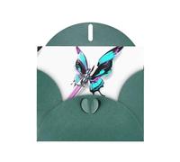 WHJSHOP Butterfly forata da una spada, biglietto di auguri verde scuro - Carta perlescente di alta qualità su entrambi i lati, effetto perlato, busta di carta perlata con fibbia d'amore