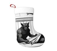 WHJSHOP Calze decorative natalizie con stampa di lupo mannaro feroce per decorare durante Halloween, Natale e Capodanno