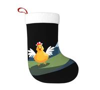 WHJSHOP Calze decorative natalizie con stampa di pollo sulla collina per decorare Halloween, Natale e Capodanno