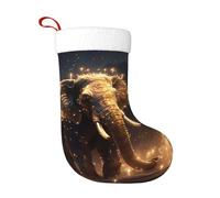 WHJSHOP Calze decorative natalizie con stampa di un piccolo elefante che gira magiche, per decorare Halloween, Natale e Capodanno
