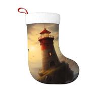 WHJSHOP Calzini decorativi natalizi con motivo Little Sparrow Flying to The Lighthouse, per decorare durante Halloween, Natale e Capodanno