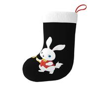 Whjshop Calzini natalizi stampati su entrambi i lati con coniglietto bianco che guarda nello specchio per decorazioni interne per feste di grande capacità