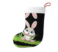 Whjshop Calzini natalizi stampati su entrambi i lati con coniglio dagli occhi azzurri che mangiano erba per decorazioni interne per feste di grande capacità