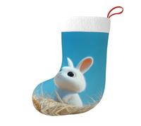 Whjshop Calzini natalizi stampati su entrambi i lati con motivo coniglio guardando il cielo per decorazioni interne per feste di grande capacità