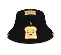 WHJSHOP Cappello alla pescatora riflettente con immagine di pane appena sfornato, traspirante, per uomini e donne, per viaggi, campeggio, nero