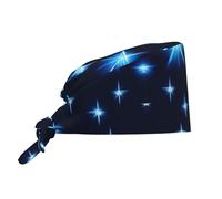 WHJSHOP Cappello da cuoco per donne e uomini, per la pulizia e la pulizia con stelle blu, per uso chirurgico, infermieristico
