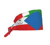 WHJSHOP Cappello da lavoro per la pulizia, con stampa della bandiera della Guinea Equatoriale, cappello da chef per donne e uomini, regolabile, traspirante, nero