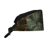 WHJSHOP Cappello da lavoro traspirante con nuvole sotto l'abisso stampa per chef, infermieristica, spa, cura del viso, fitness, nero