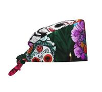 WHJSHOP Cappello da lavoro traspirante con stampa Day of The Dead per chef, infermieristica, spa, cura del viso, fitness, nero
