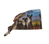 WHJSHOP Cappello da lavoro traspirante con stampa di zebre in Sud Africa, per chef, infermieristica, spa, cura del viso, fitness, nero